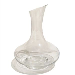 Large Glass Round Wine Decanter Carafe Vase Heavy Duty Angled Neck Hourglass Vtg